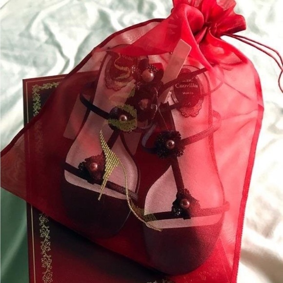 Rene Caovilla Black Karung/Pearls Jet Strass Sandal - Picture 5 of 11